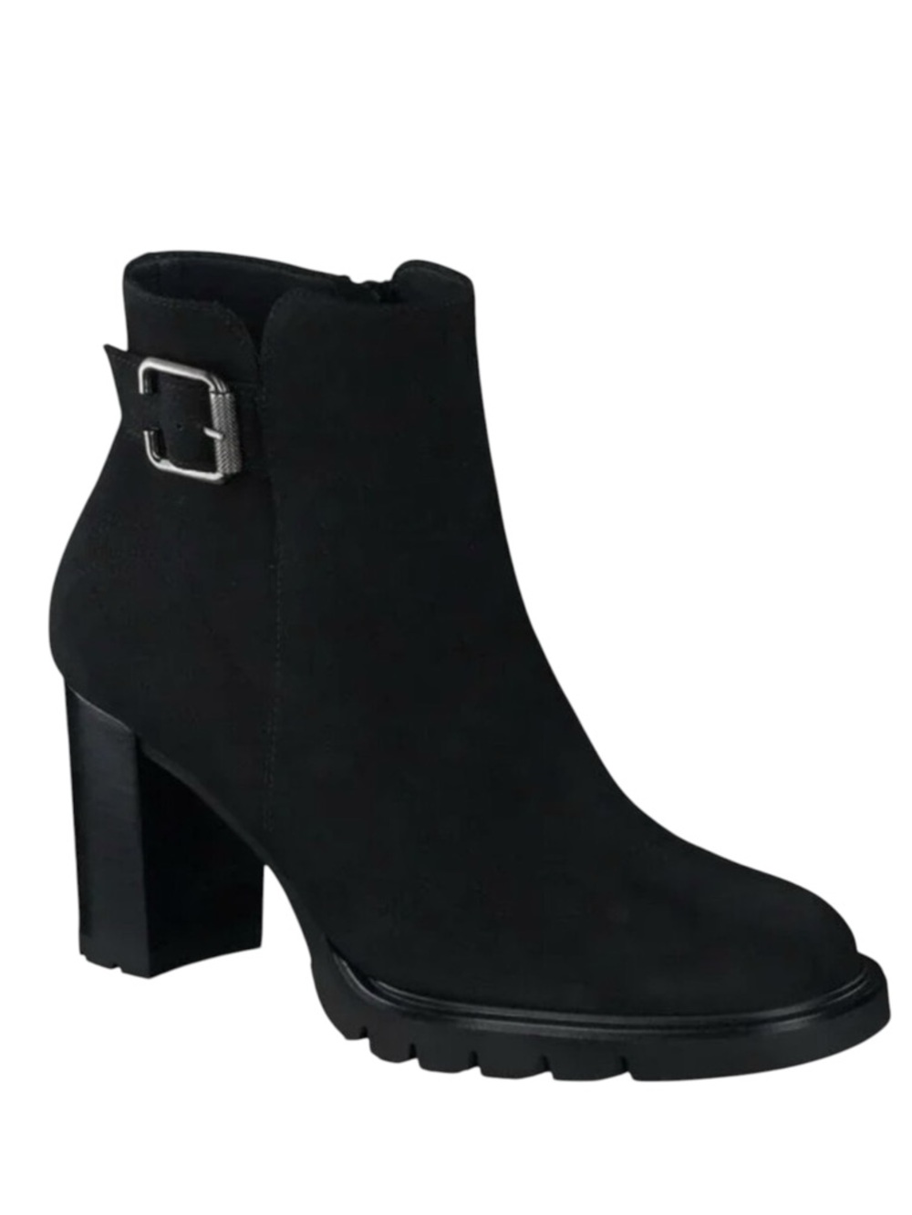NWT Paul Green Selma Black Nubuck Ankle Boots Lug Sole Buckle Block Heel Size 9